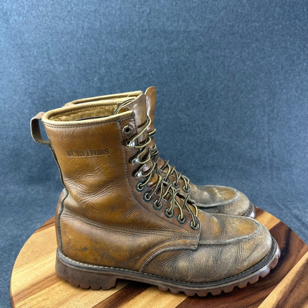 Vtg Herman Survivors Insulated Mens‎ 8L Brown Leather Moc Toe Boots 1978 USA Lug
